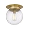 Z-Lite Calhoun Flush Mount, 1-Light, 9 In.W x 10.5 In.H, Heritage Brass/Clear Seedy 7506F9-HBR - alternate 7